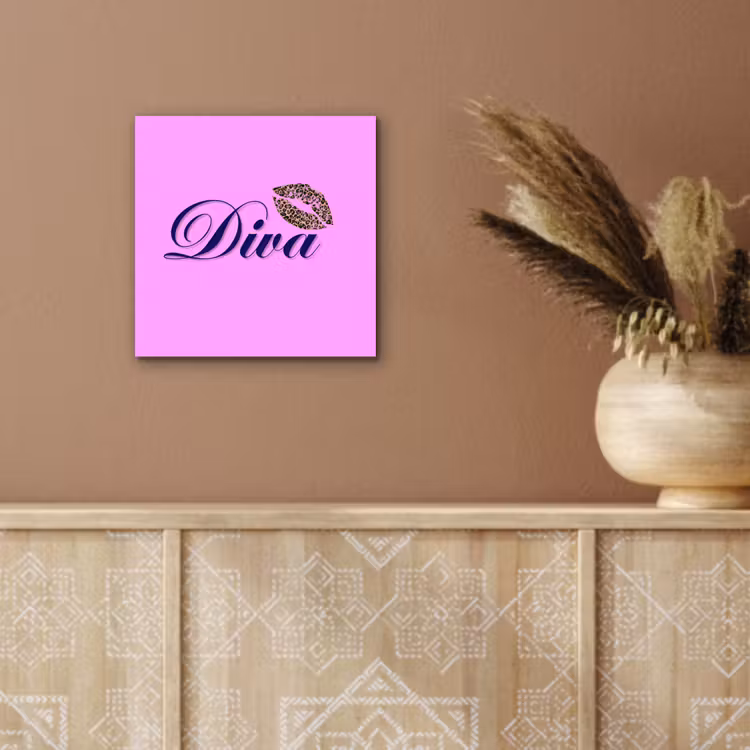 Aluminium schilderij - Diva - Lip - Panterprint - Roze — 5