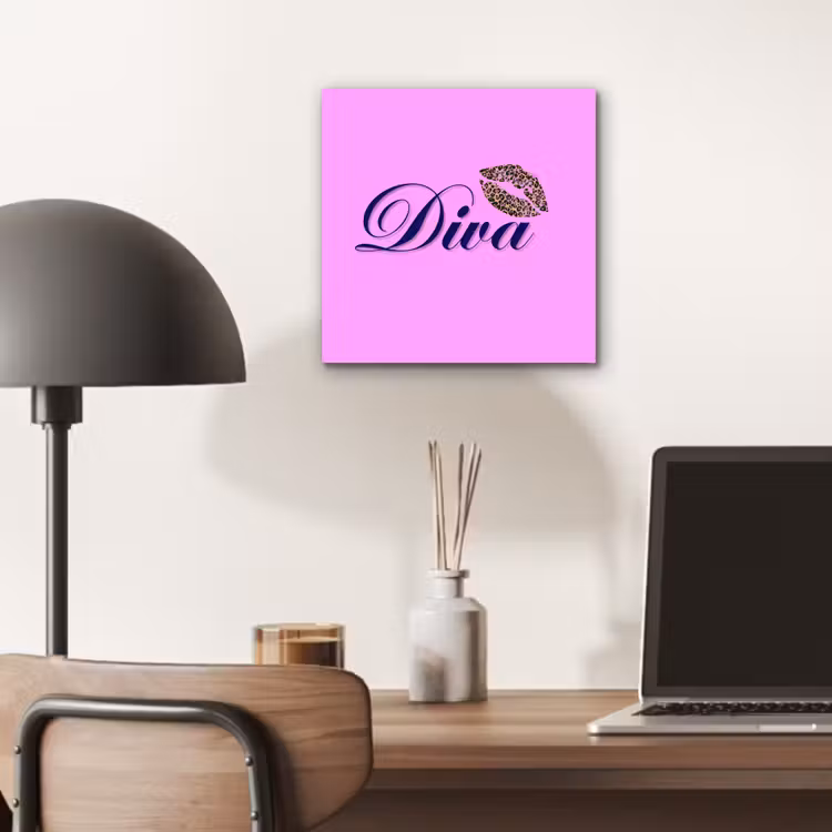 Aluminium schilderij - Diva - Lip - Panterprint - Roze — 6
