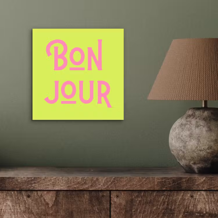 Aluminium schilderij - Groen - Roze bonjour - art-deco — 3