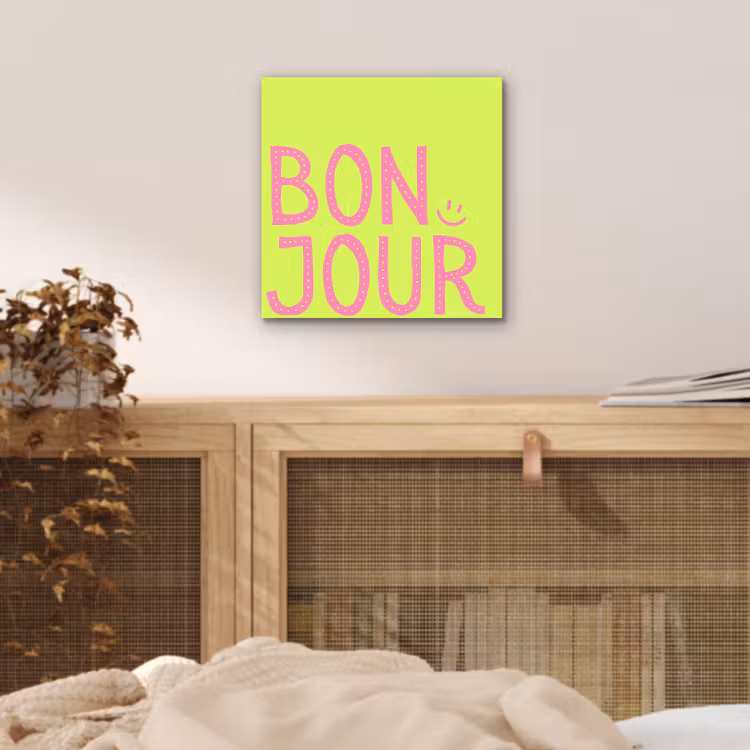 Aluminium schilderij - Groen - Smiley - Bonjour - Roze — 4