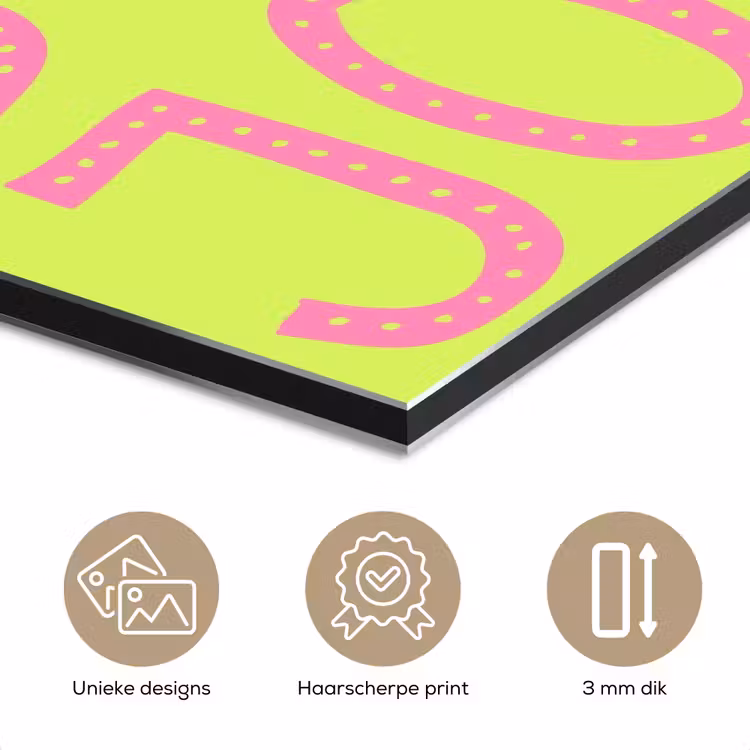 Aluminium schilderij - Groen - Smiley - Bonjour - Roze — 7