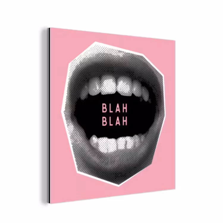 Aluminium schilderij - Mond - BLAH BLAH - Roze — 1