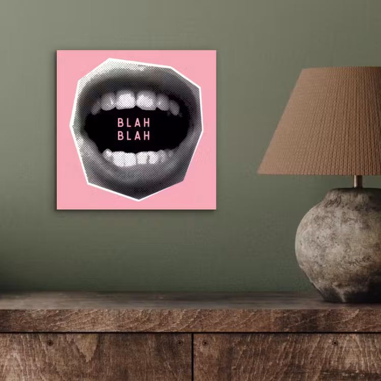 Aluminium schilderij - Mond - BLAH BLAH - Roze — 3