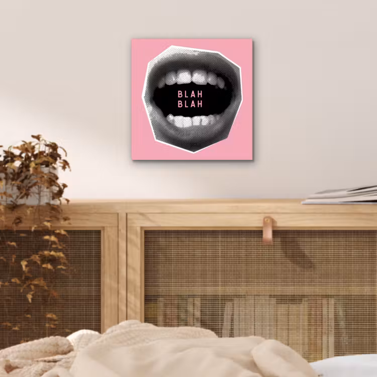 Aluminium schilderij - Mond - BLAH BLAH - Roze — 4