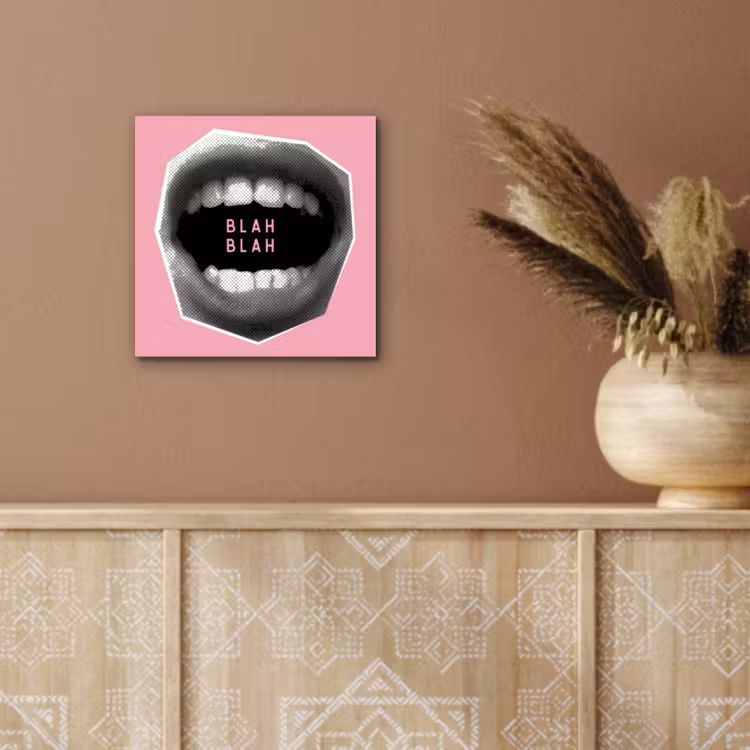 Aluminium schilderij - Mond - BLAH BLAH - Roze — 5