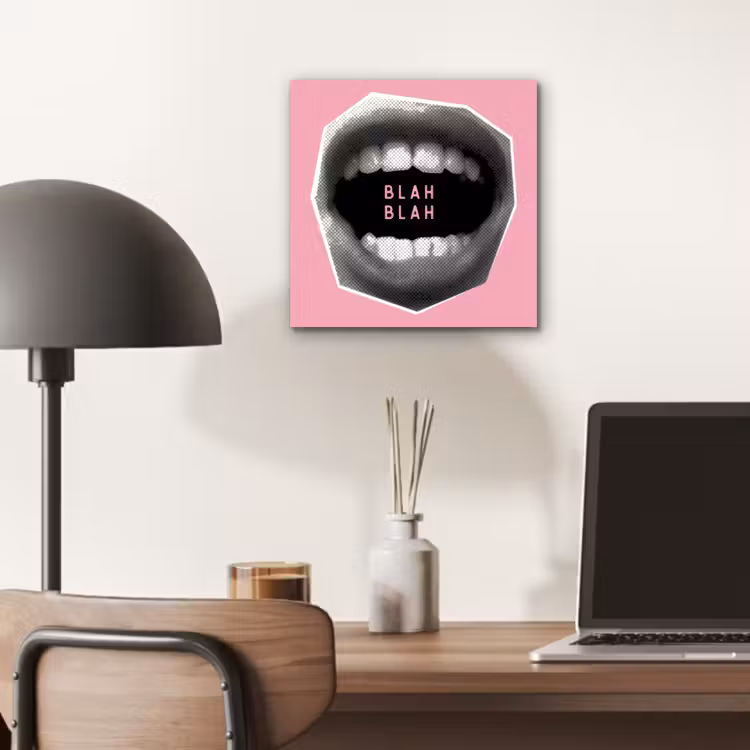 Aluminium schilderij - Mond - BLAH BLAH - Roze — 6