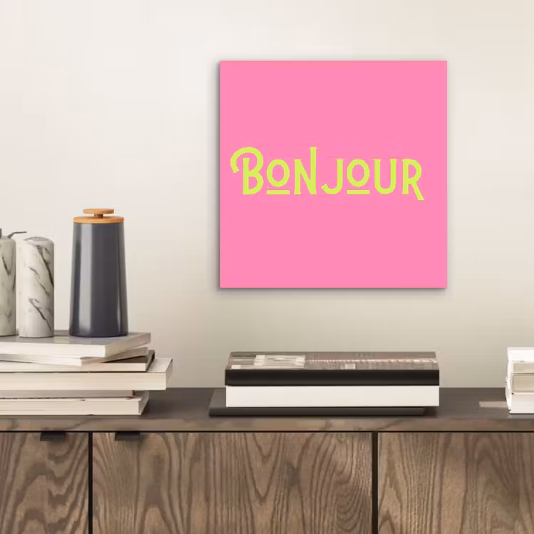 Aluminium schilderij - Roze - Groene Bonjour - art-deco — 2