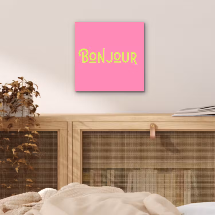 Aluminium schilderij - Roze - Groene Bonjour - art-deco — 4