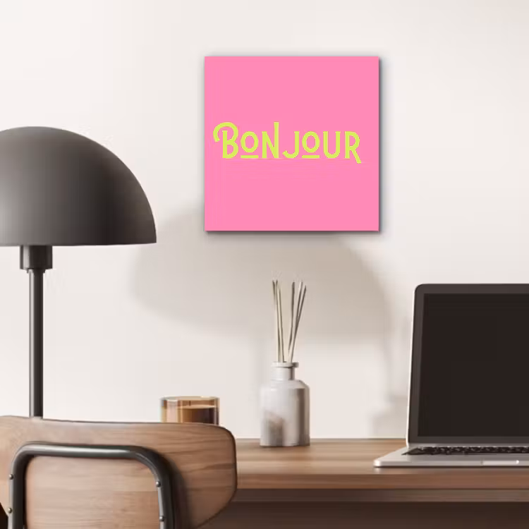 Aluminium schilderij - Roze - Groene Bonjour - art-deco — 6