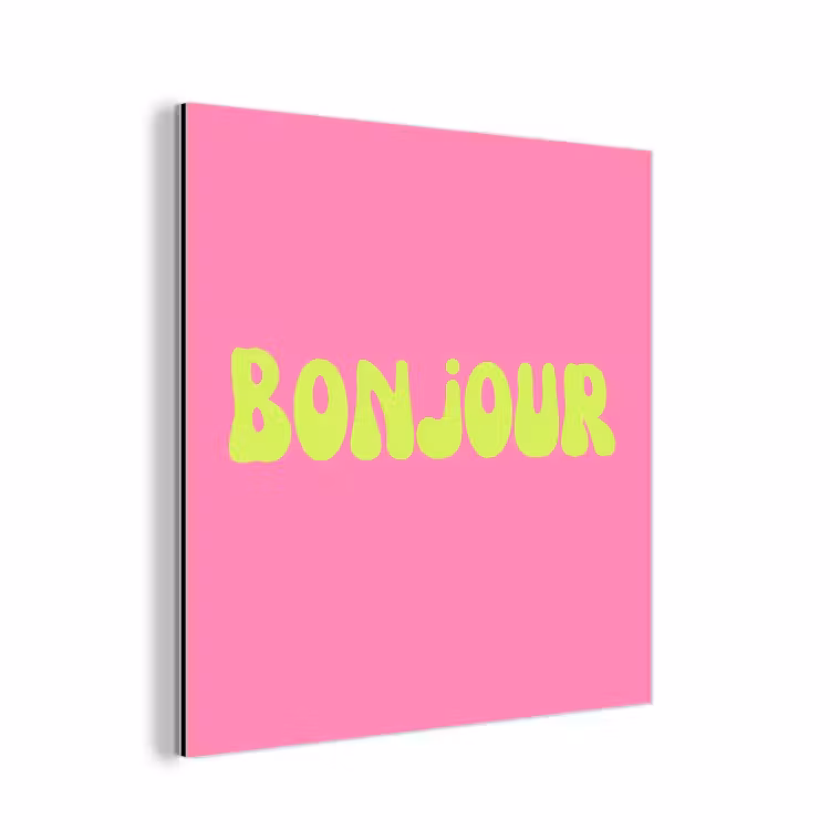 Aluminium schilderij - Roze - Groene bonjour - Organisch — 1
