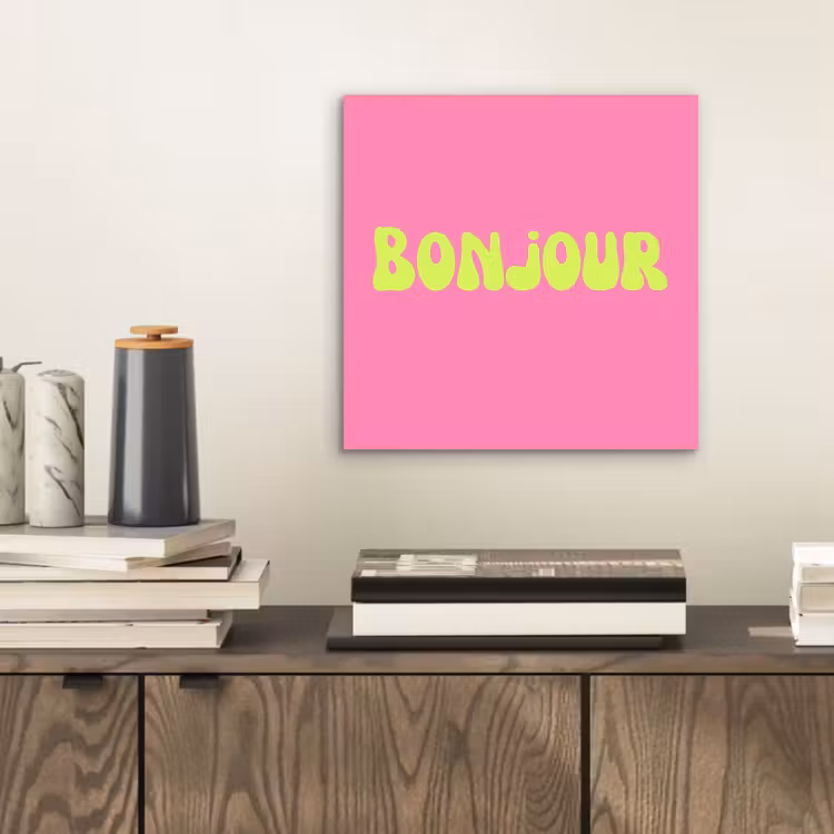 Aluminium schilderij - Roze - Groene bonjour - Organisch — 2