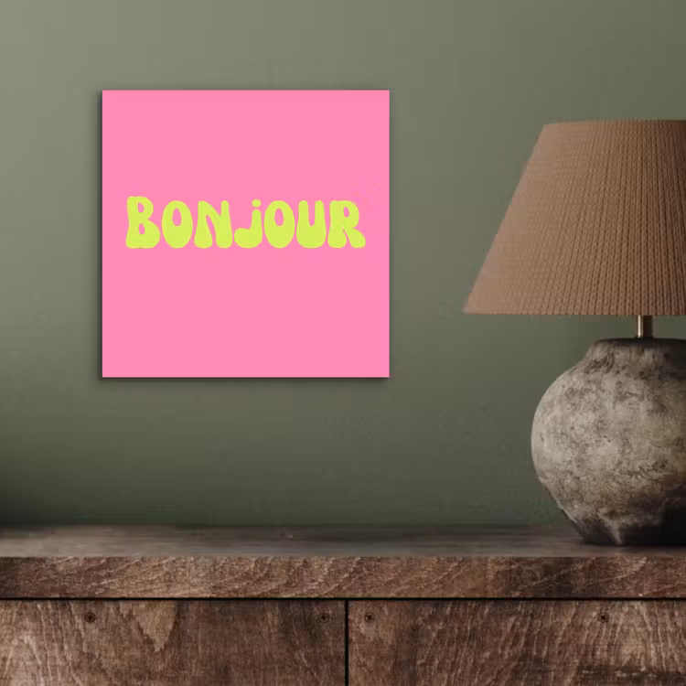 Aluminium schilderij - Roze - Groene bonjour - Organisch — 3