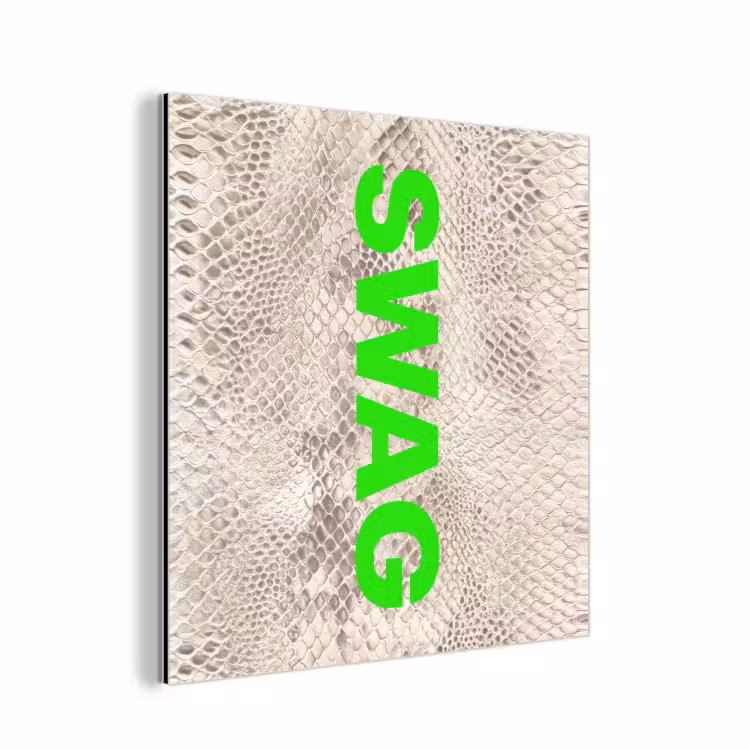 Aluminium schilderij - Slangenprint - SWAG - Neon - Groen — 1