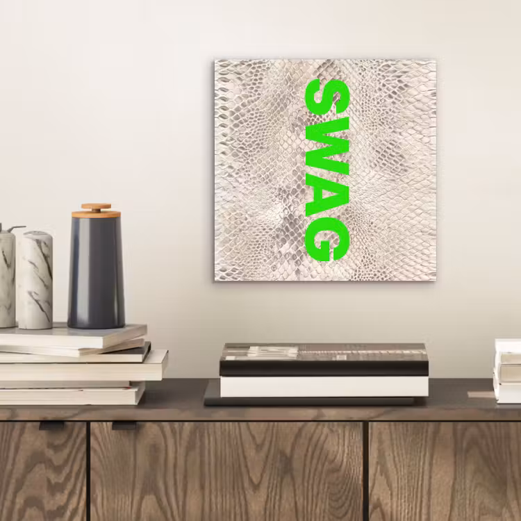 Aluminium schilderij - Slangenprint - SWAG - Neon - Groen — 2