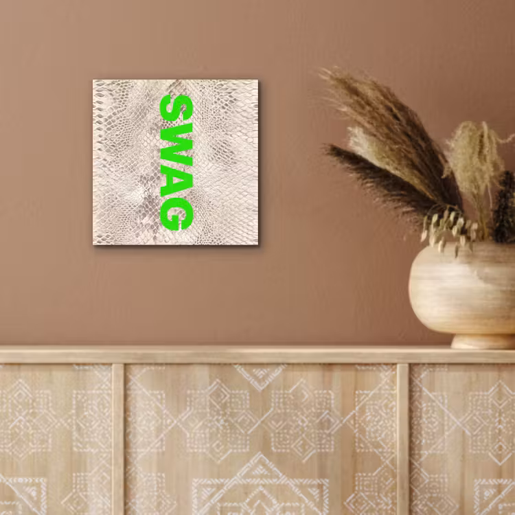 Aluminium schilderij - Slangenprint - SWAG - Neon - Groen — 5