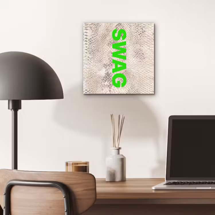 Aluminium schilderij - Slangenprint - SWAG - Neon - Groen — 6