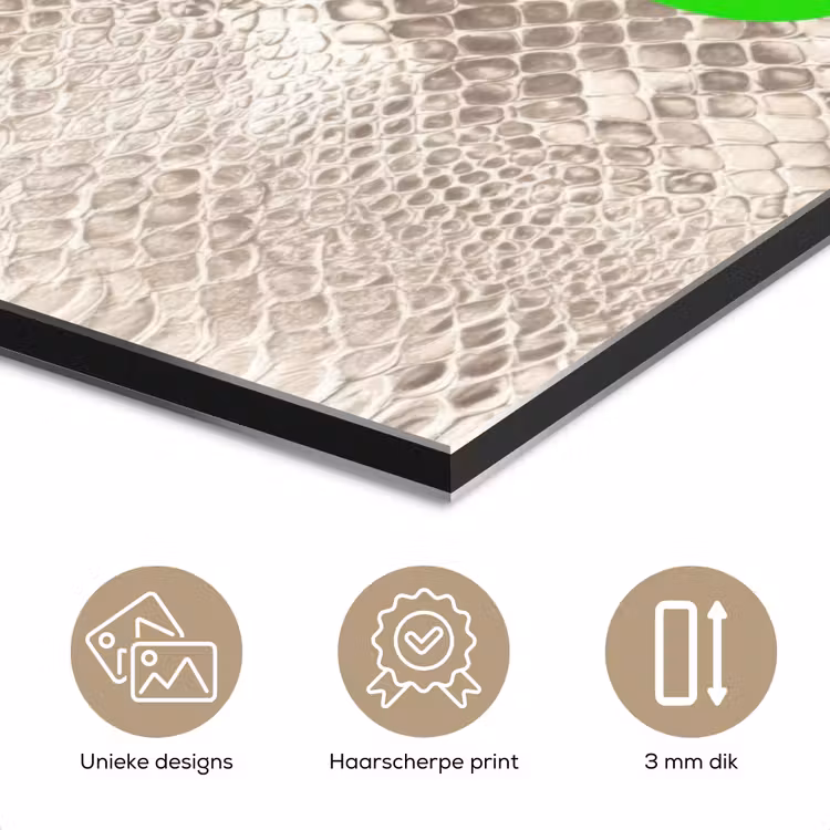 Aluminium schilderij - Slangenprint - SWAG - Neon - Groen — 7