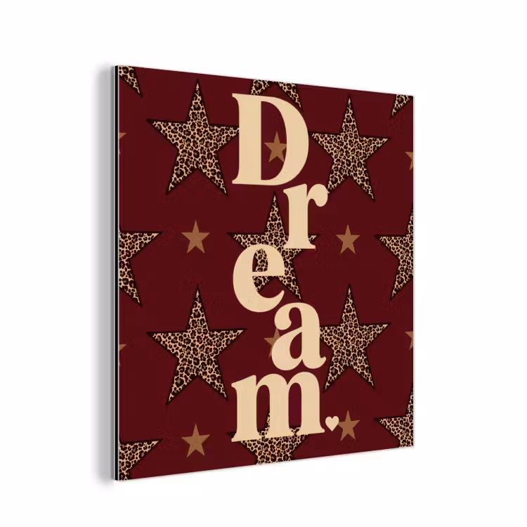 Aluminium schilderij - Sterren - Luipaardprint - Dream - Bordeaux — 1