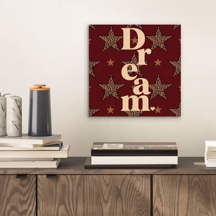 Aluminium schilderij - Sterren - Luipaardprint - Dream - Bordeaux — 2