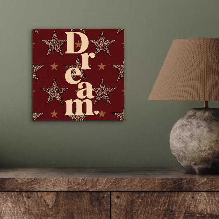 Aluminium schilderij - Sterren - Luipaardprint - Dream - Bordeaux — 3