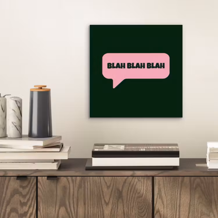 Aluminium schilderij - Tekstwolk - BLAH BLAH BLAH - Roze — 2
