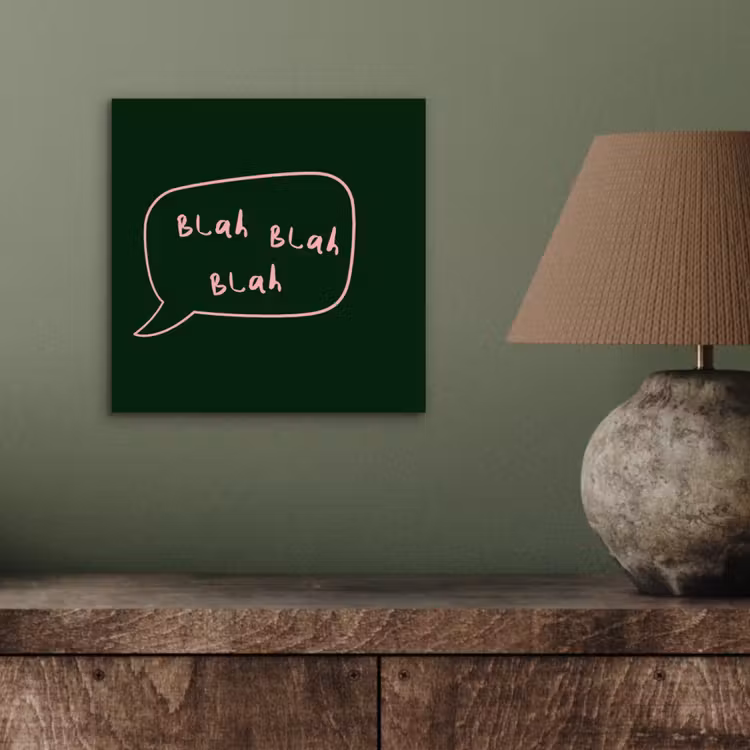 Aluminium schilderij - Tekstwolkje - Donkergroen - BLAH BLAH BLAH — 3