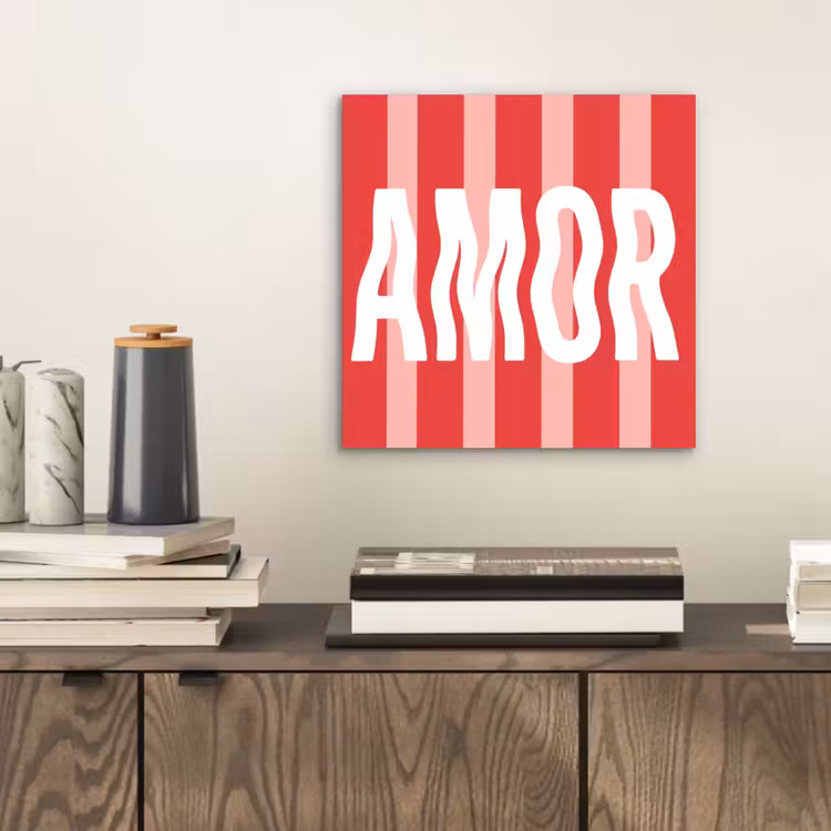 Aluminium schilderij - Amor - Strepen - Rood - Roze — 2