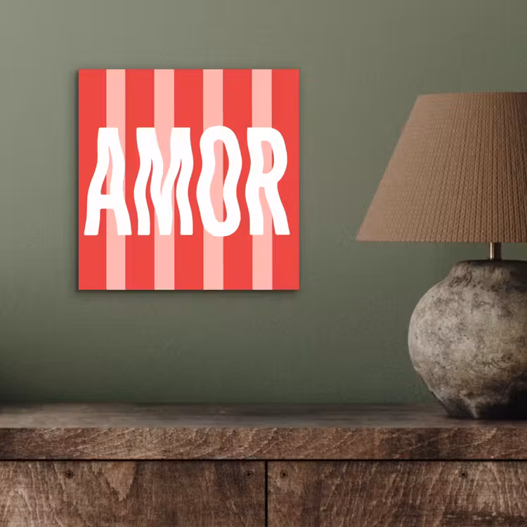 Aluminium schilderij - Amor - Strepen - Rood - Roze — 3