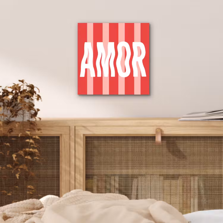 Aluminium schilderij - Amor - Strepen - Rood - Roze — 4