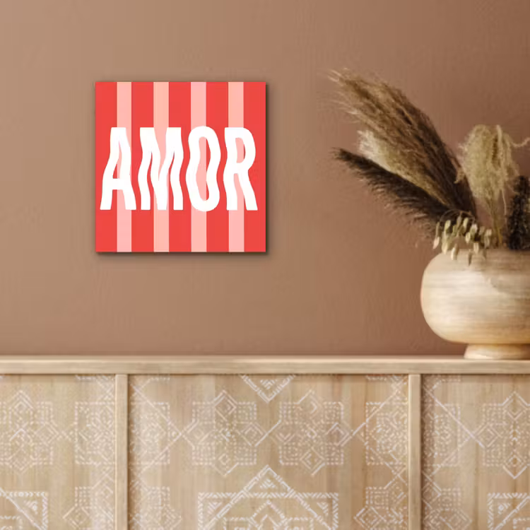 Aluminium schilderij - Amor - Strepen - Rood - Roze — 5