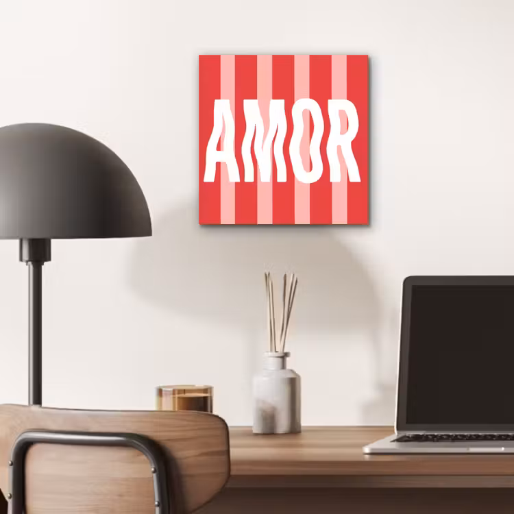 Aluminium schilderij - Amor - Strepen - Rood - Roze — 6