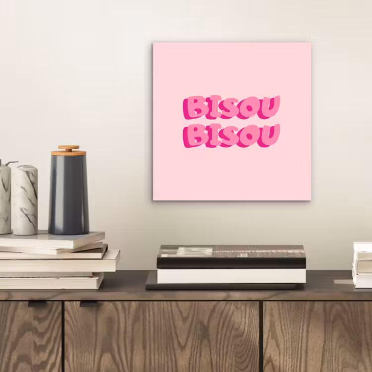 Aluminium schilderij - Bisou - Roze - Dikke letters — 2