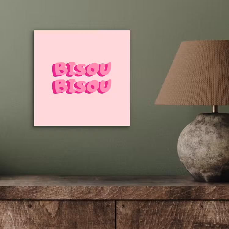 Aluminium schilderij - Bisou - Roze - Dikke letters — 3