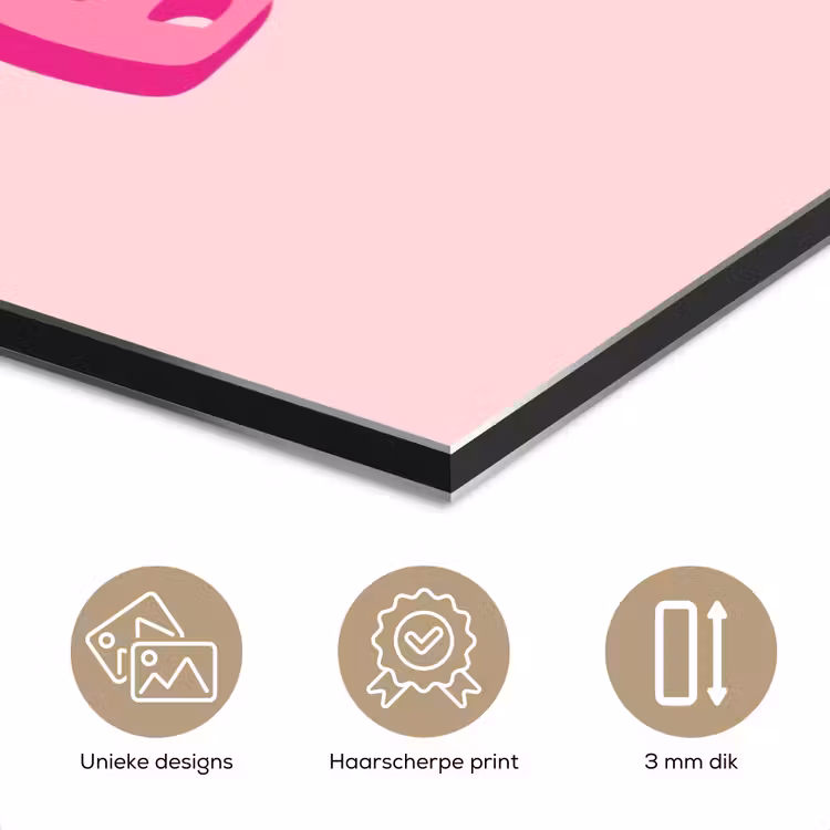 Aluminium schilderij - Bisou - Roze - Dikke letters — 7
