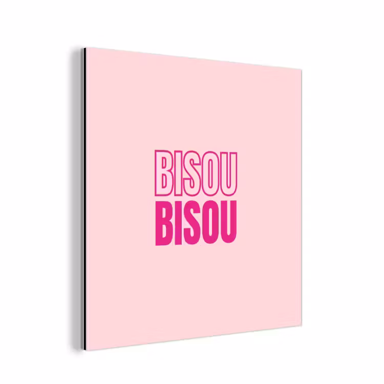 Aluminium schilderij - Bisou - Roze - Minimalistisch — 1