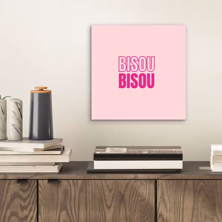 Aluminium schilderij - Bisou - Roze - Minimalistisch — 2