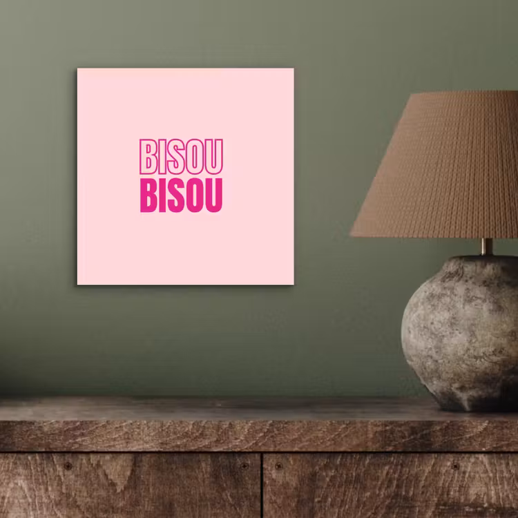 Aluminium schilderij - Bisou - Roze - Minimalistisch — 3