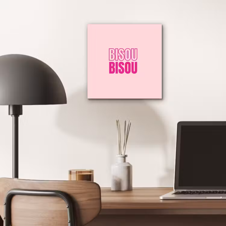 Aluminium schilderij - Bisou - Roze - Minimalistisch — 6
