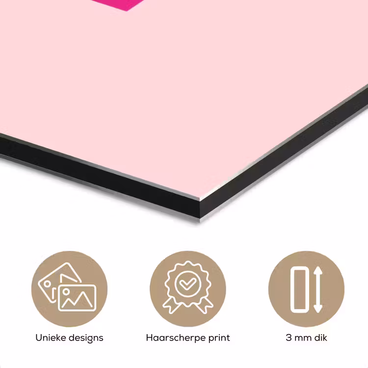Aluminium schilderij - Bisou - Roze - Minimalistisch — 7