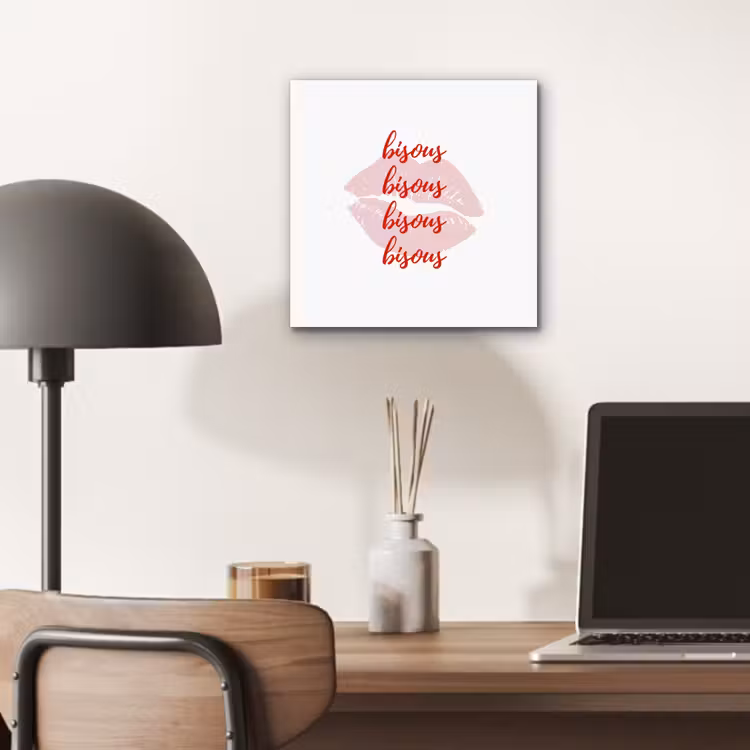 Aluminium schilderij - Bisous - Lip - Wit - Rood — 6