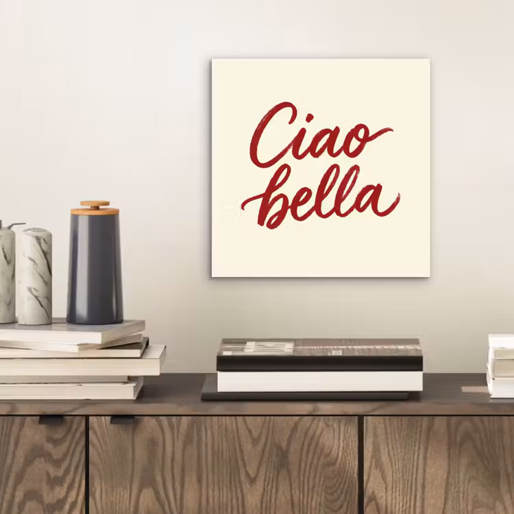 Aluminium schilderij - Ciao bella - Rood - Wit - Minimalistisch — 2