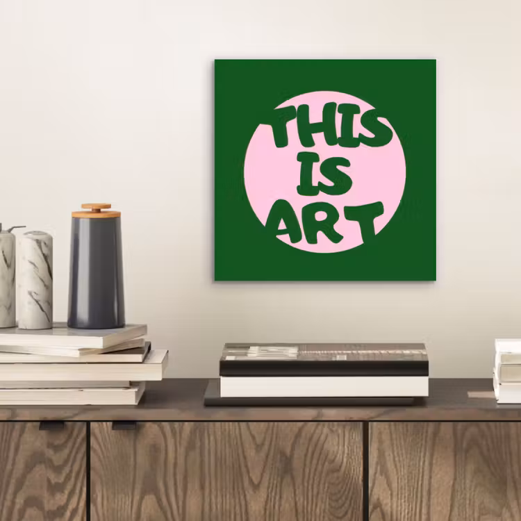 Aluminium schilderij - Cirkel - Roze - Tekst - Art — 2