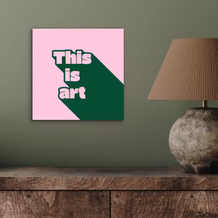 Aluminium schilderij - Groen - Teskt - This is art - Roze — 3