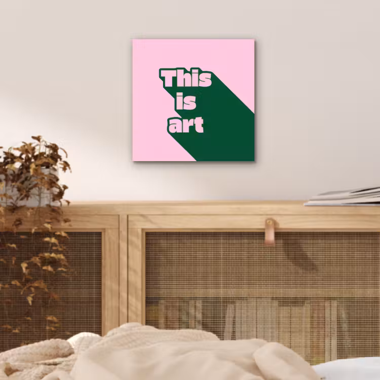 Aluminium schilderij - Groen - Teskt - This is art - Roze — 4