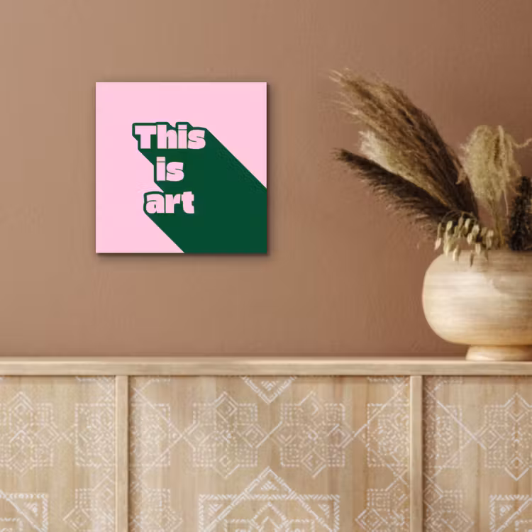 Aluminium schilderij - Groen - Teskt - This is art - Roze — 5