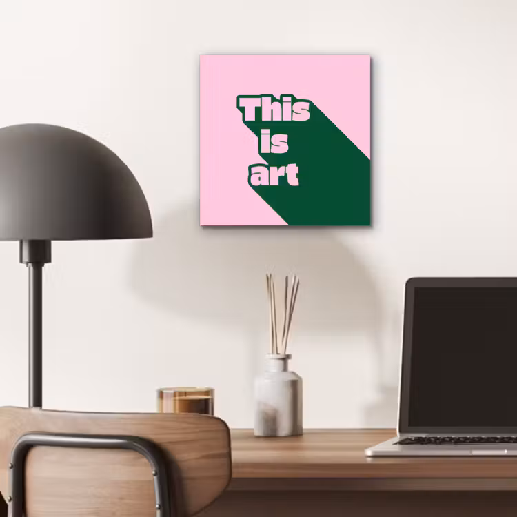 Aluminium schilderij - Groen - Teskt - This is art - Roze — 6