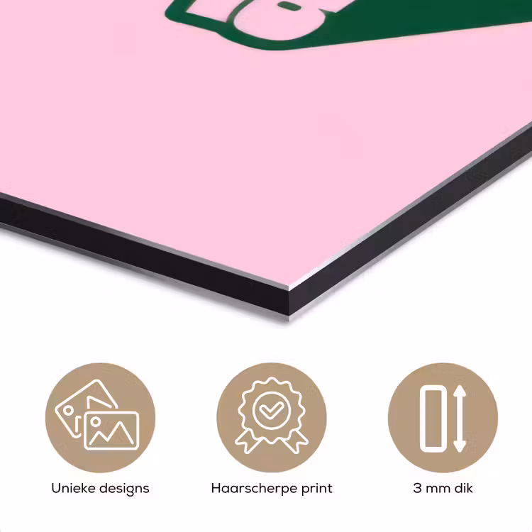 Aluminium schilderij - Groen - Teskt - This is art - Roze — 7