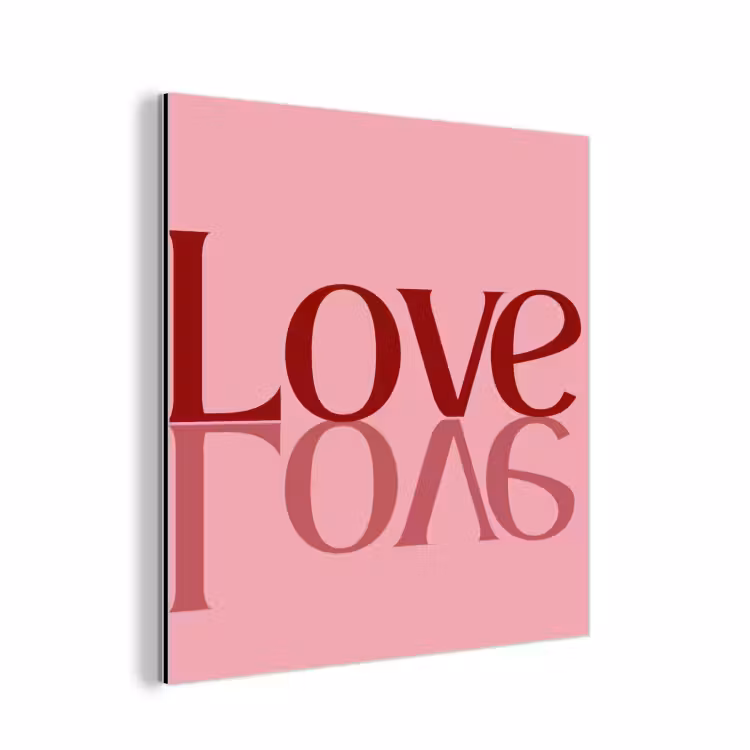 Aluminium schilderij - Love - Roze - Spiegeling — 1