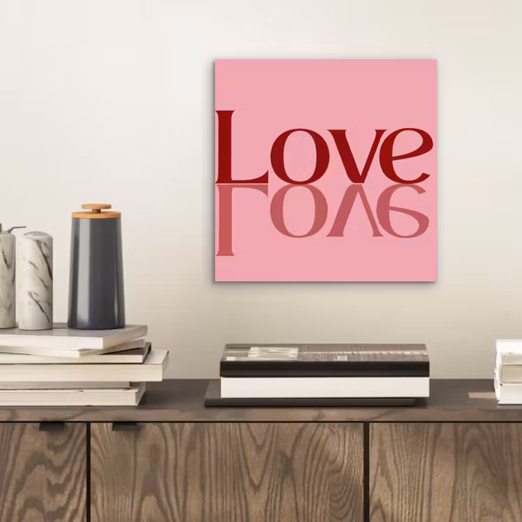 Aluminium schilderij - Love - Roze - Spiegeling — 2