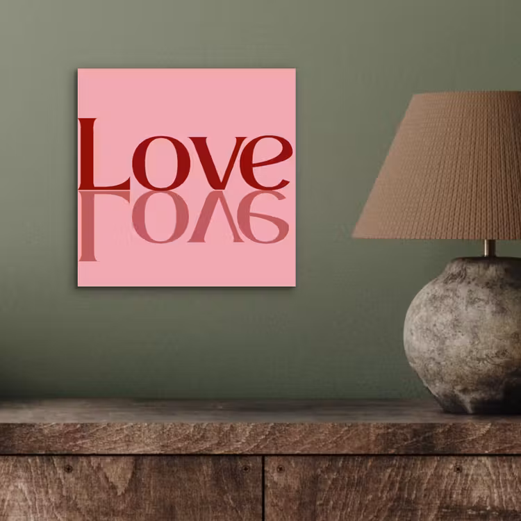 Aluminium schilderij - Love - Roze - Spiegeling — 3